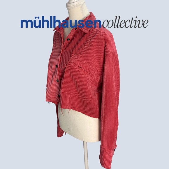 BDG Cropped Corduroy Jacket - Coral Pink - Raw Hem Utility - Picture 4 of 4